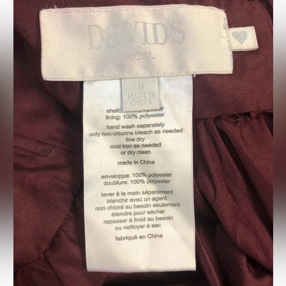 Women’s David’s Bridal Burgundy Halter Long Maxi Dress Size 8 - Picture 9 of 12